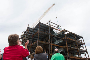 Colorado State University's College of Natural Sciences and Haselden Construction hold a Topping Out celebration for the new Biology building construction, May 6, 2016.