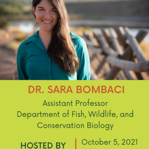 Promotional flyer for a Biology Seminar with Assistant Professor, Dr. Sara Bombaci with the Department of Fish, Wildlife, and Conservation Biology at Colorado State University.