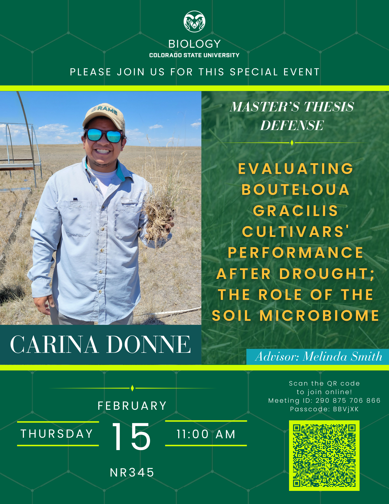 Advertisement for Carina Donne's Master's Thesis Defense